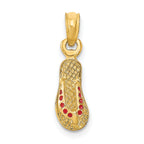 14k  3D W/ Red Enamel Single Flip-Flop Charm