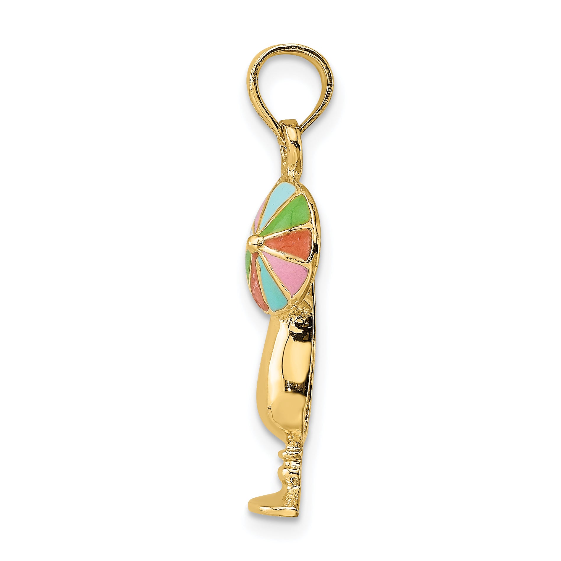 14K Tropical Drink w/Multi-Colored Enamel Umbrella Charm