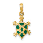 14K wtih Green Enamel Land Turtle Charm