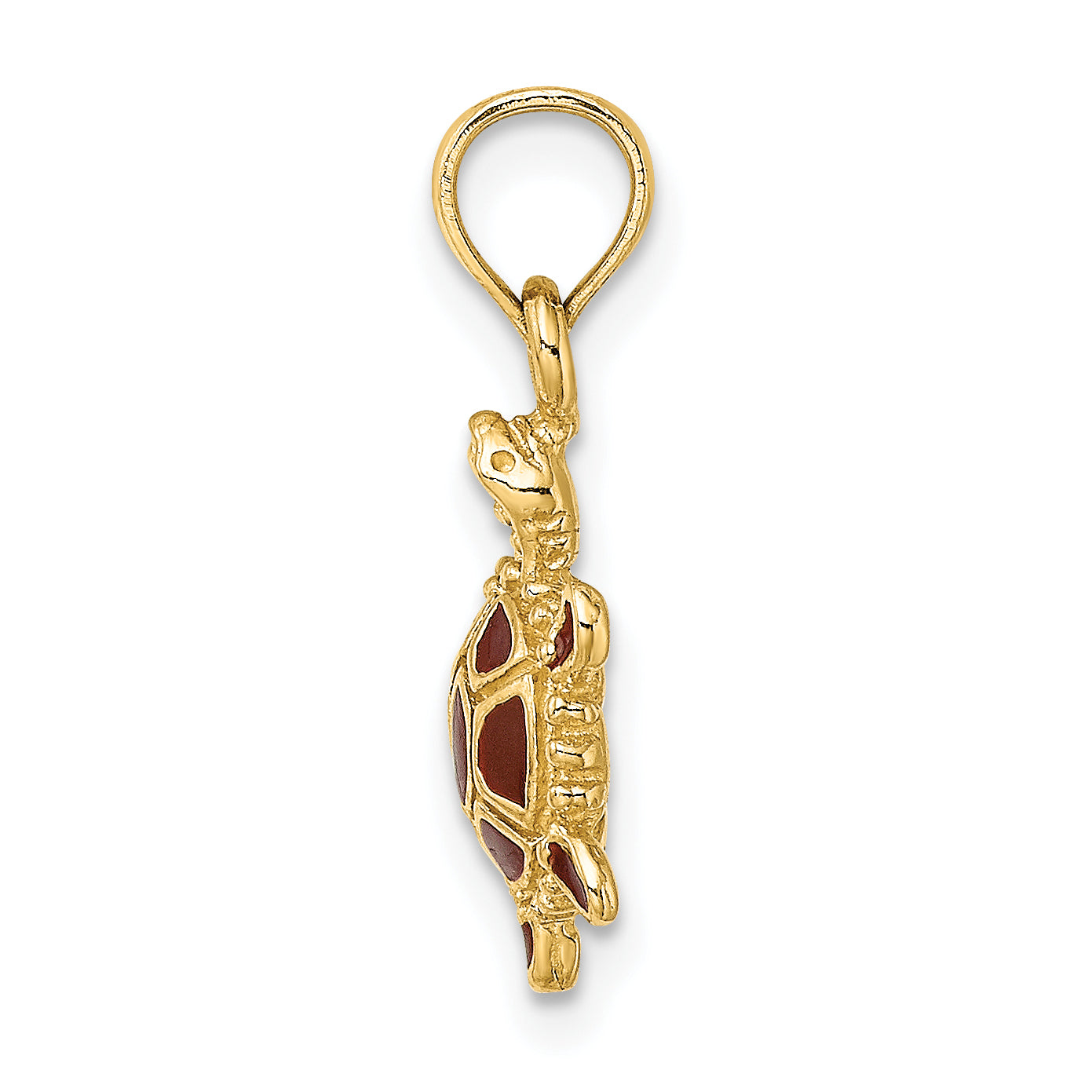 14K  3D Brown Enamel Tortoise Charm