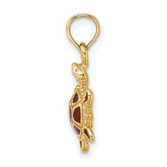 14K  3D Brown Enamel Tortoise Charm