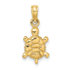 14K  3D Brown Enamel Tortoise Charm