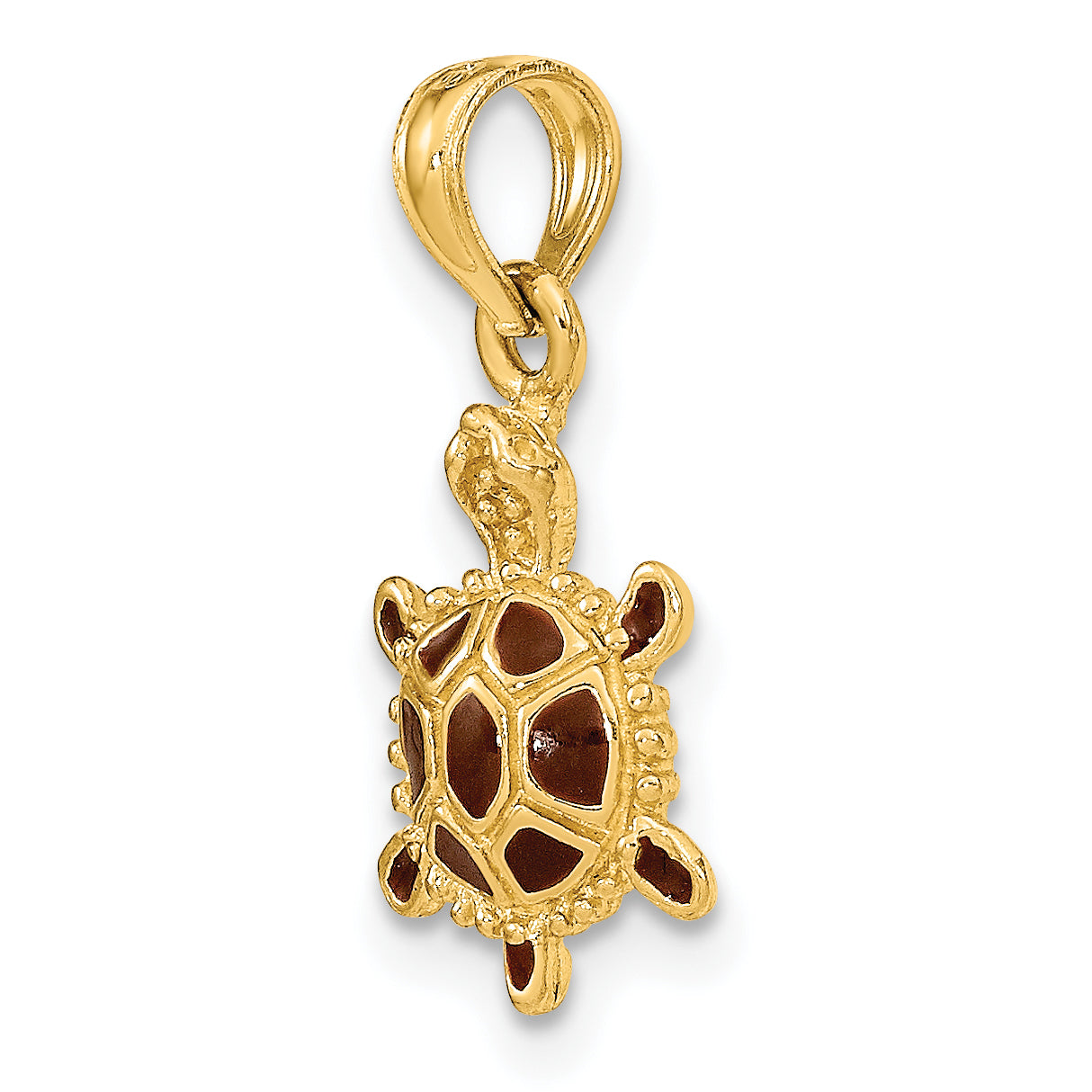 14K  3D Brown Enamel Tortoise Charm
