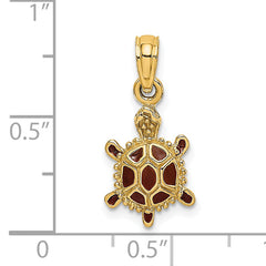 14K  3D Brown Enamel Tortoise Charm
