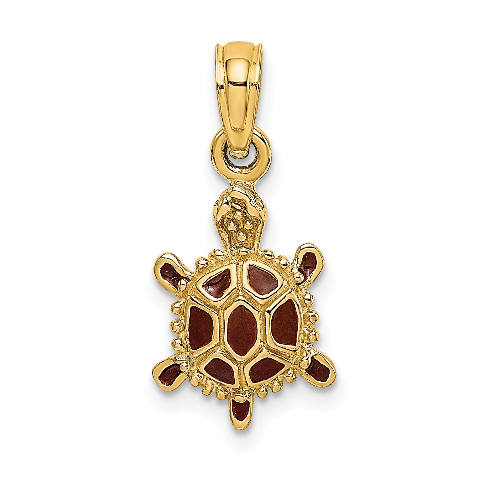 14K  3D Brown Enamel Tortoise Charm Main image