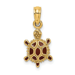 14K  3D Brown Enamel Tortoise Charm