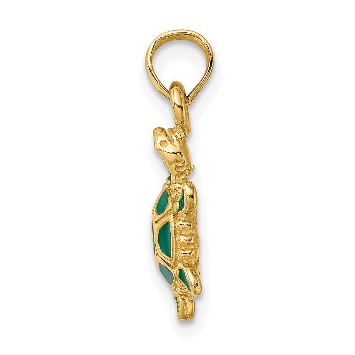 14K Green Enamel 3-D Land Turtle Charm Secondary image