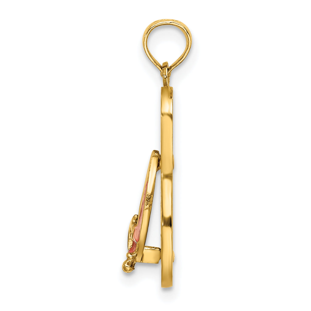 14K 3D Enamel Anchor On Blue Polka-Dot Flip-Flop Charm