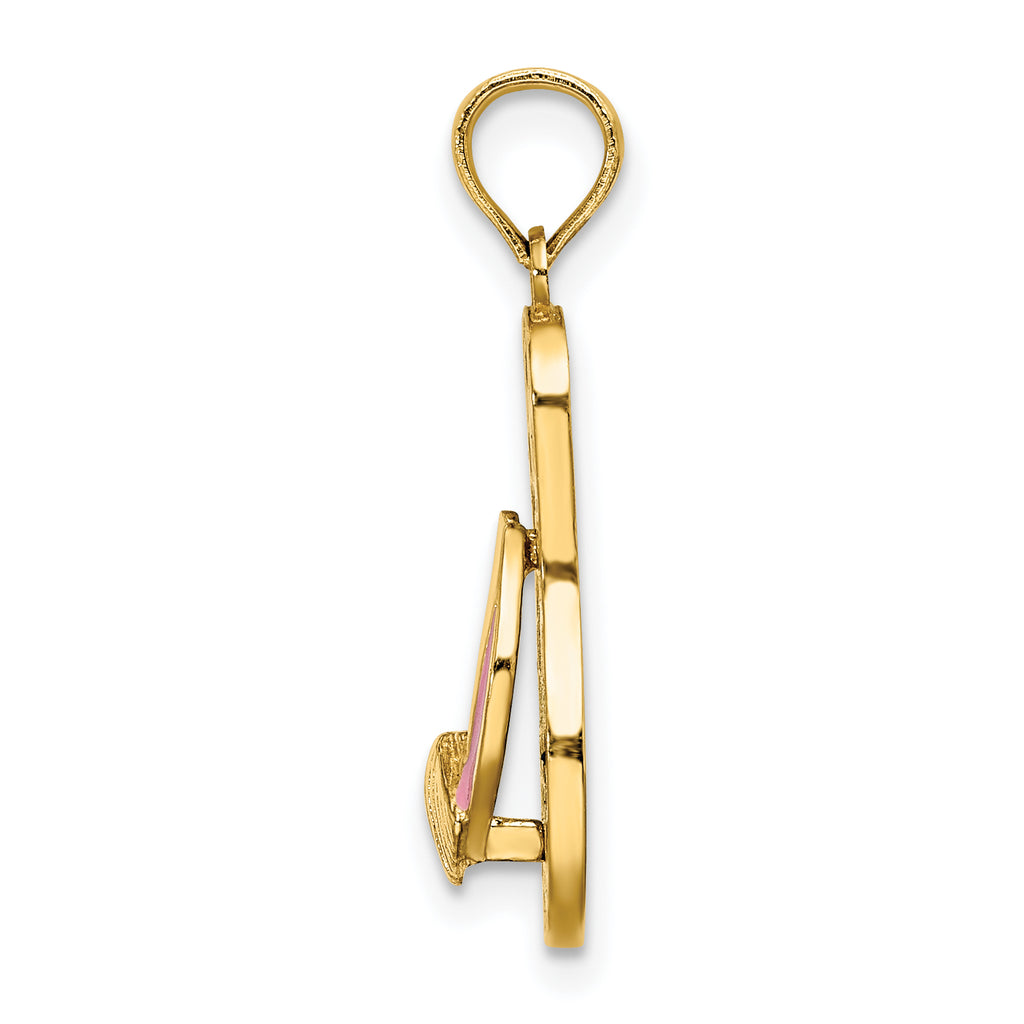 14K 3D Enamel Shell On Blue Polka-Dot Flip-Flop Charm