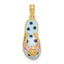 14K 3D Enamel Shell On Blue Polka-Dot Flip-Flop Charm