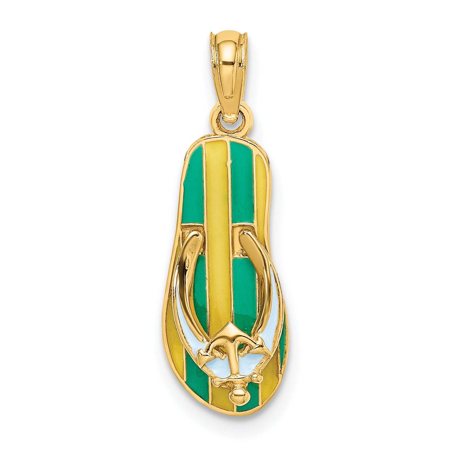 14K 3D Enamel Anchor On Stripe Flip-Flop Charm Main image