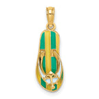 14K 3D Enamel Anchor On Stripe Flip-Flop Charm