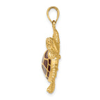 14K 3-D Brown Enamel Large Sea Turtle Charm