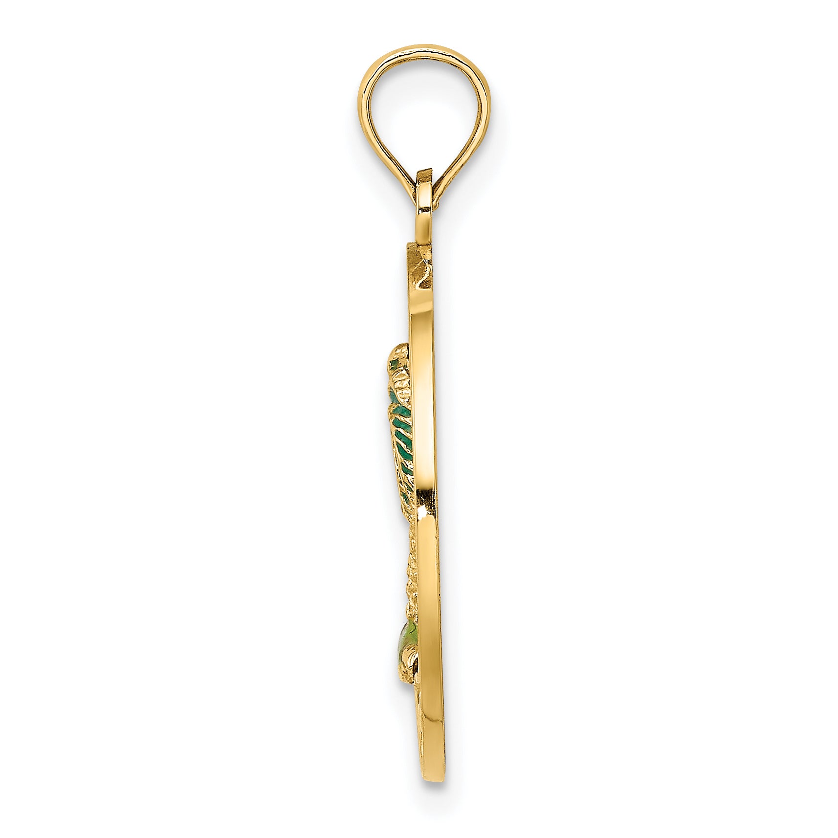 14K FLORIDA Enamel Palm Tree Circle Charm Secondary image