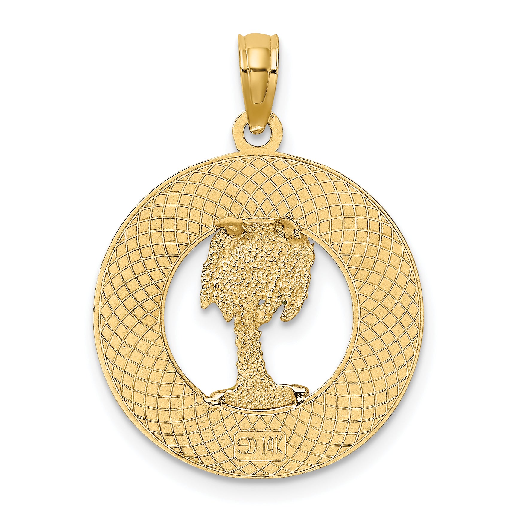 14K FLORIDA Enamel Palm Tree Circle Charm