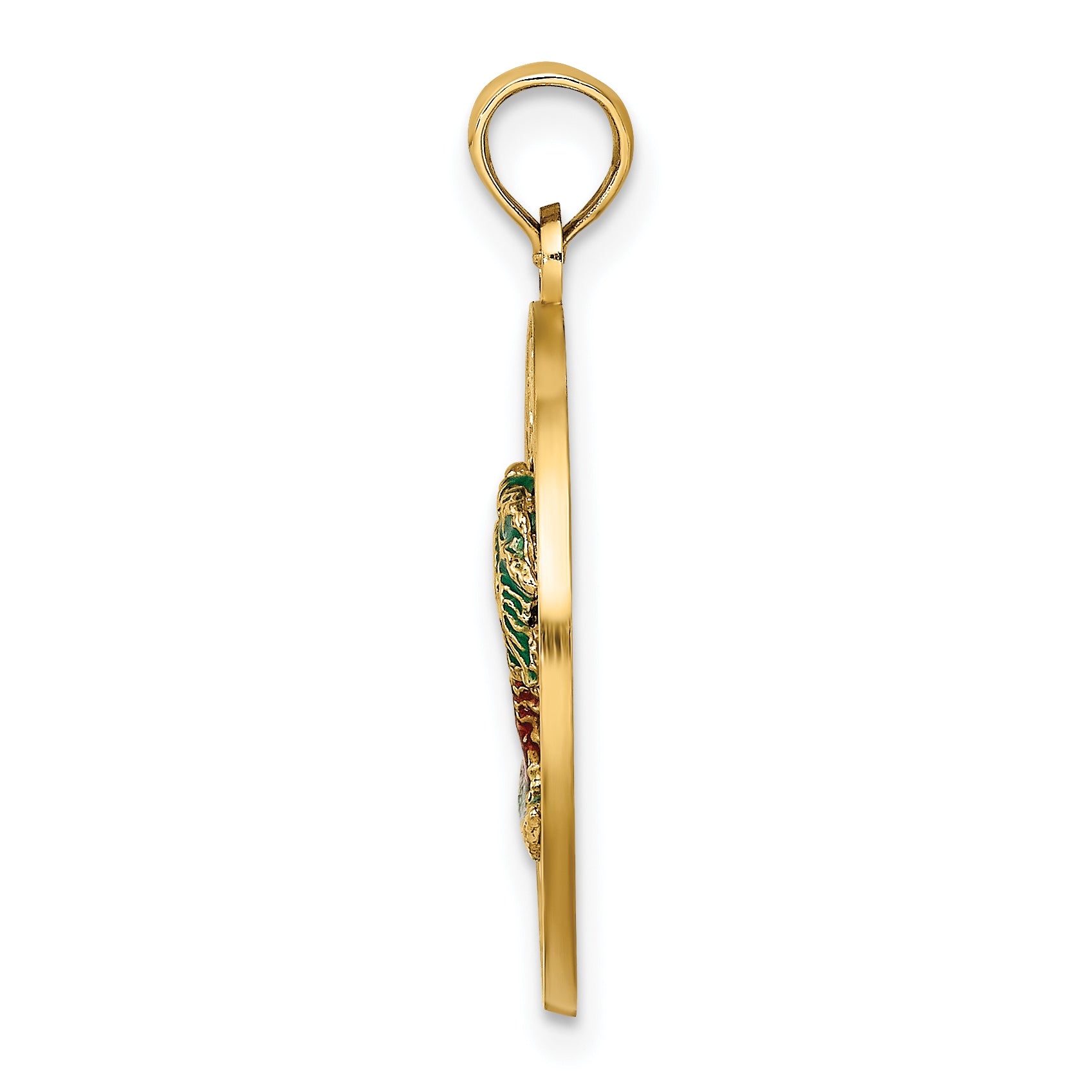 14K Florida Enamel Palm Trees Circle Charm