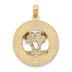 14K Florida Enamel Palm Trees Circle Charm