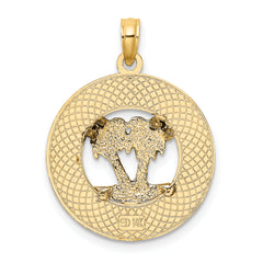 14K Florida Enamel Palm Trees Circle Charm
