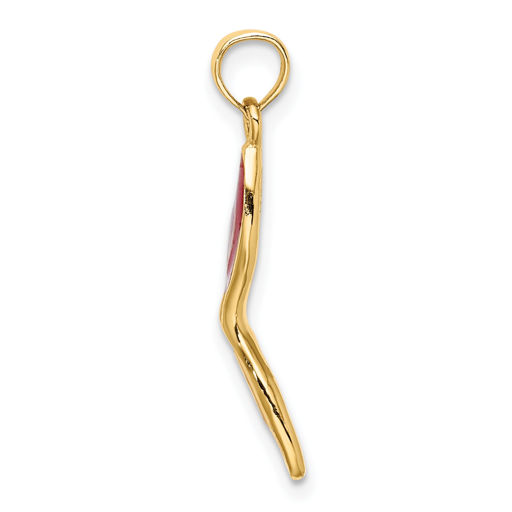 14K 3-D and Beveled W/Red Enamel Masquerade Mask Pendant Secondary image