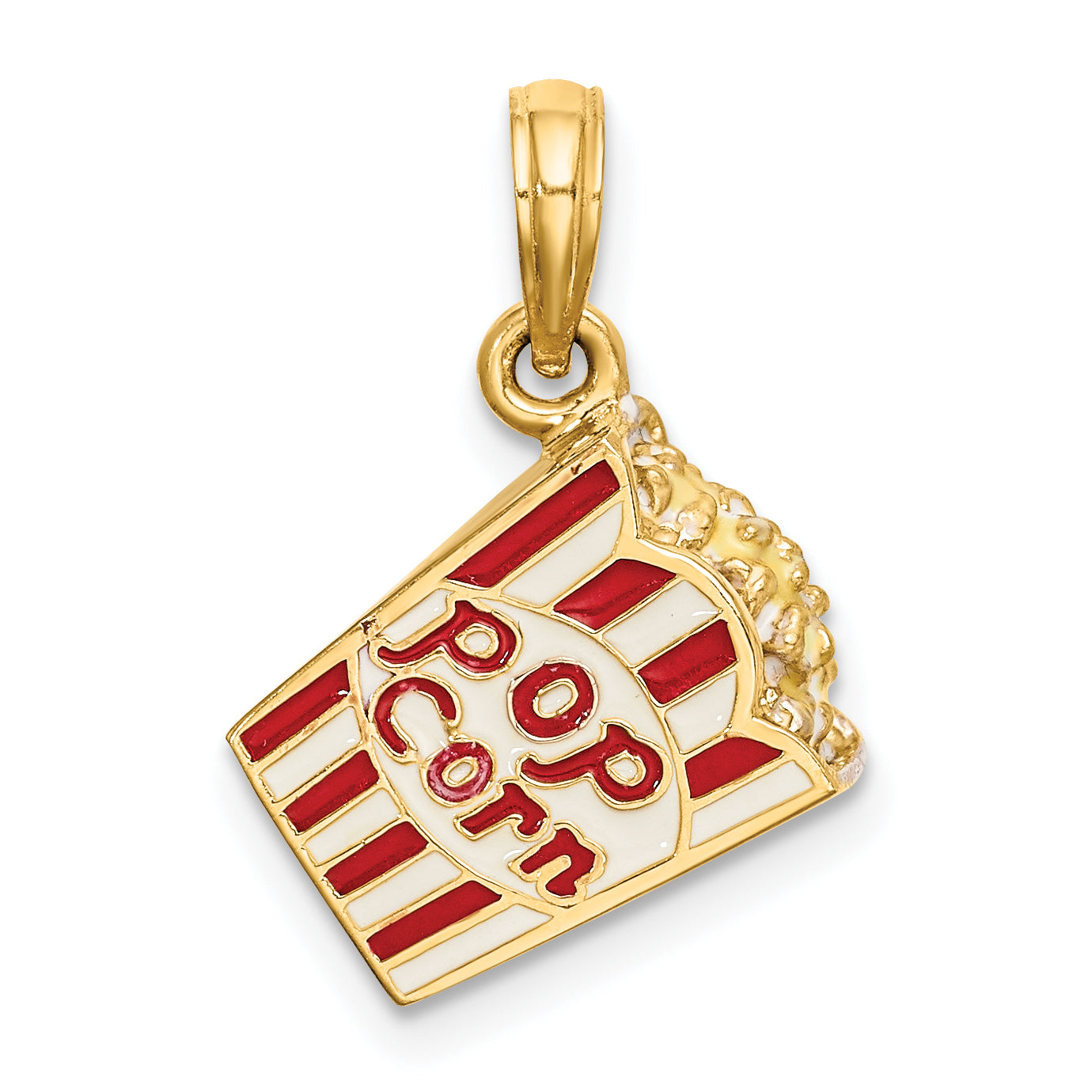 14K 3-D Enameled Bag of Popcorn Charm