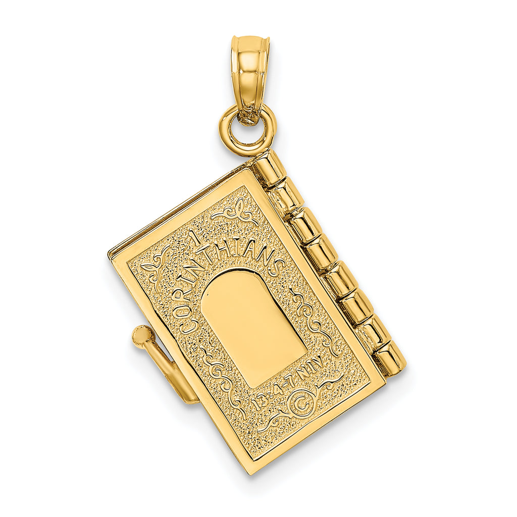 14K Enameled 3D Moveable LOVE Flower Book Pendant