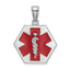 14K White Gold Enameled Textured Back Caduceus Medical Disc