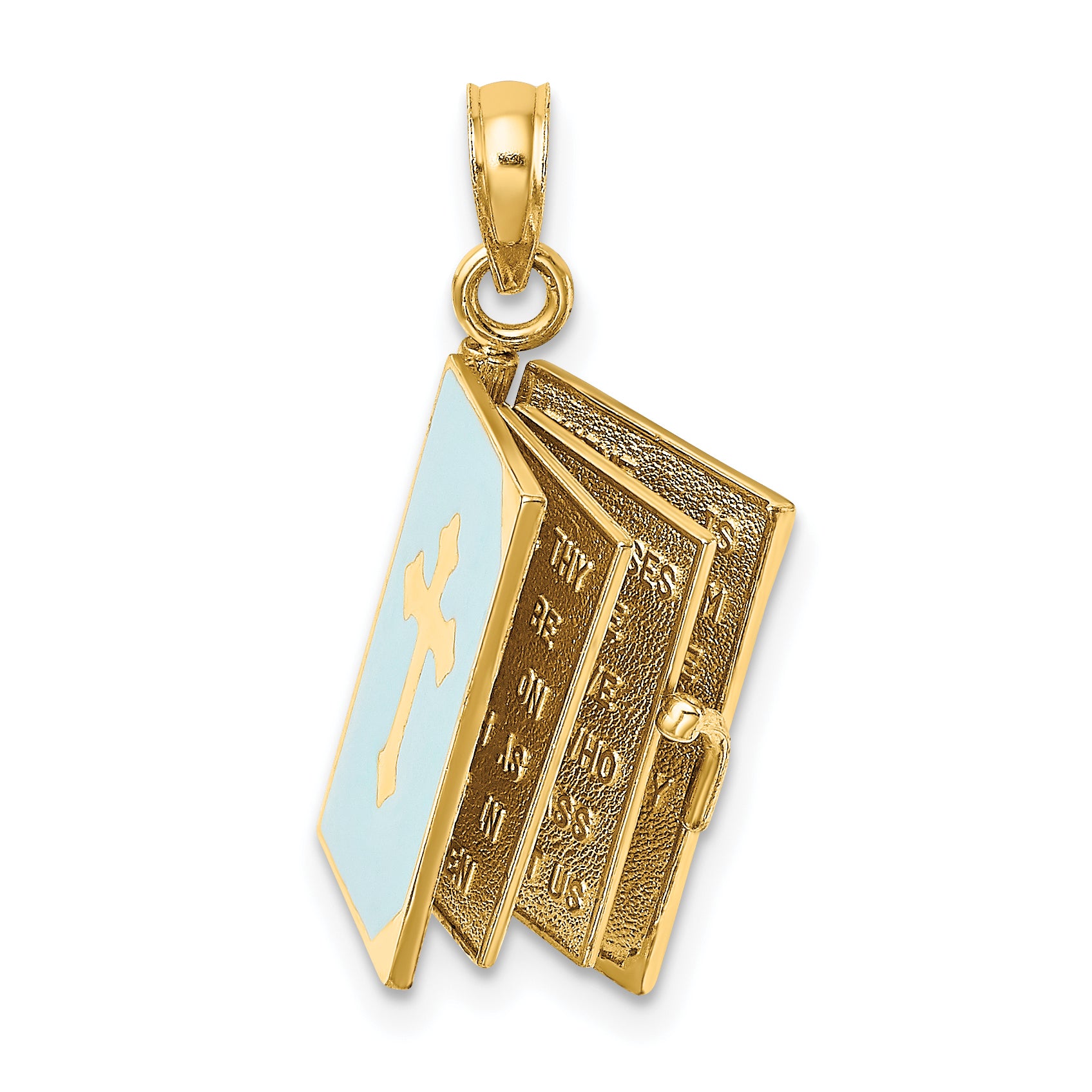 14K 3-D Blue Enamel Bible Book w/ Moveable Pages Charm