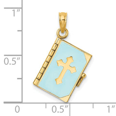 14K 3-D Blue Enamel Bible Book w/ Moveable Pages Charm