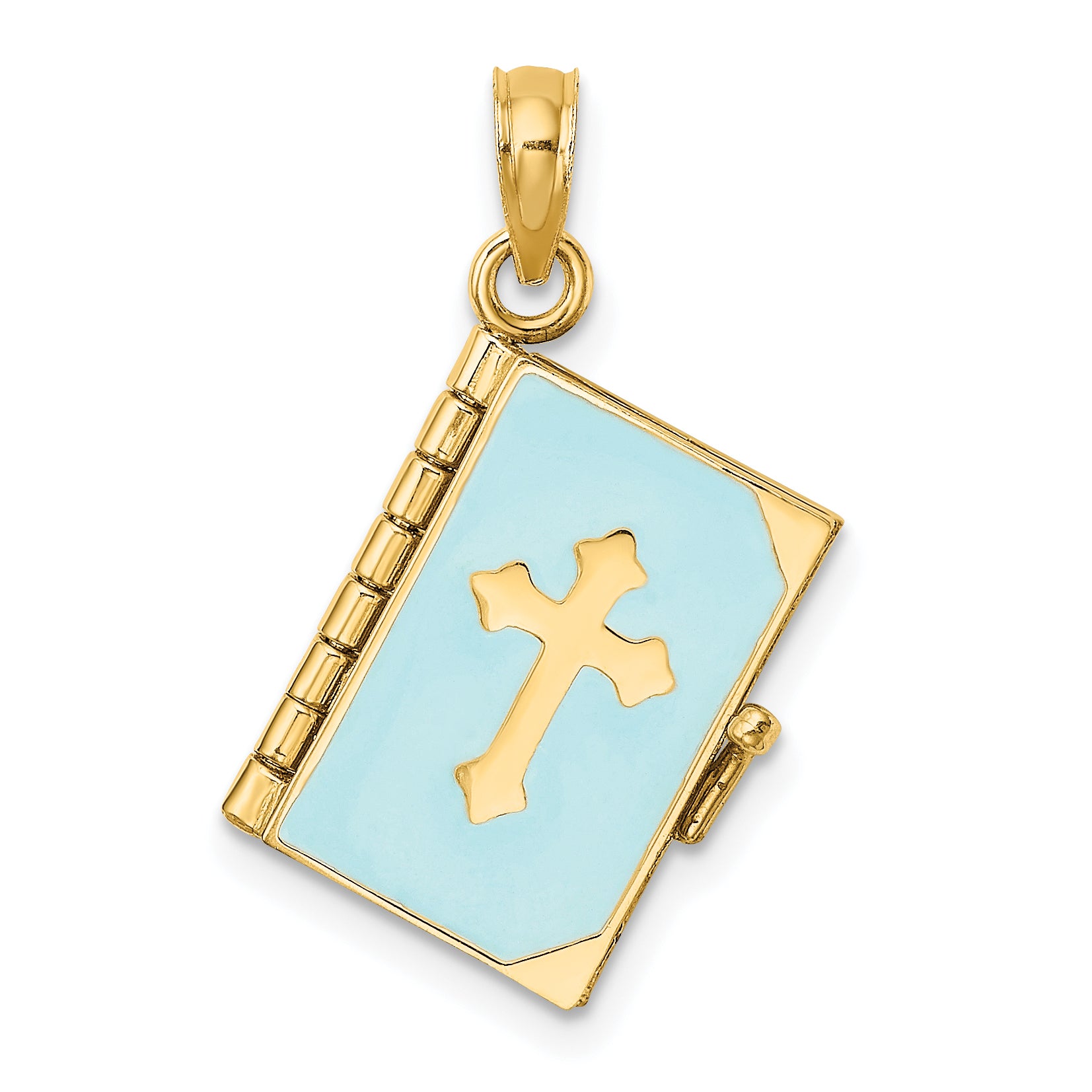 14K 3-D Blue Enamel Bible Book w/ Moveable Pages Charm Main image