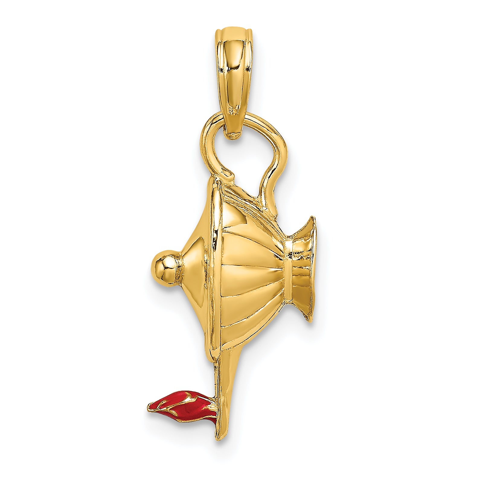 14K W/ Red Enamel Polished 3-D Genie Lamp Charm Main image
