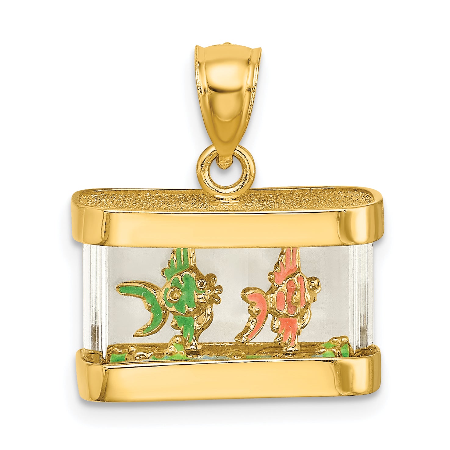 14K 3-D Moveable Enamel Fish Aquarium Charm