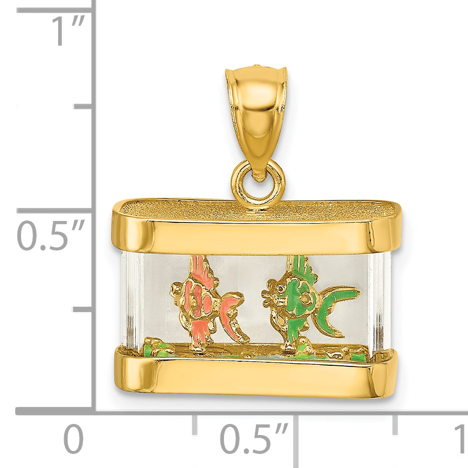 14K 3-D Moveable Enamel Fish Aquarium Charm