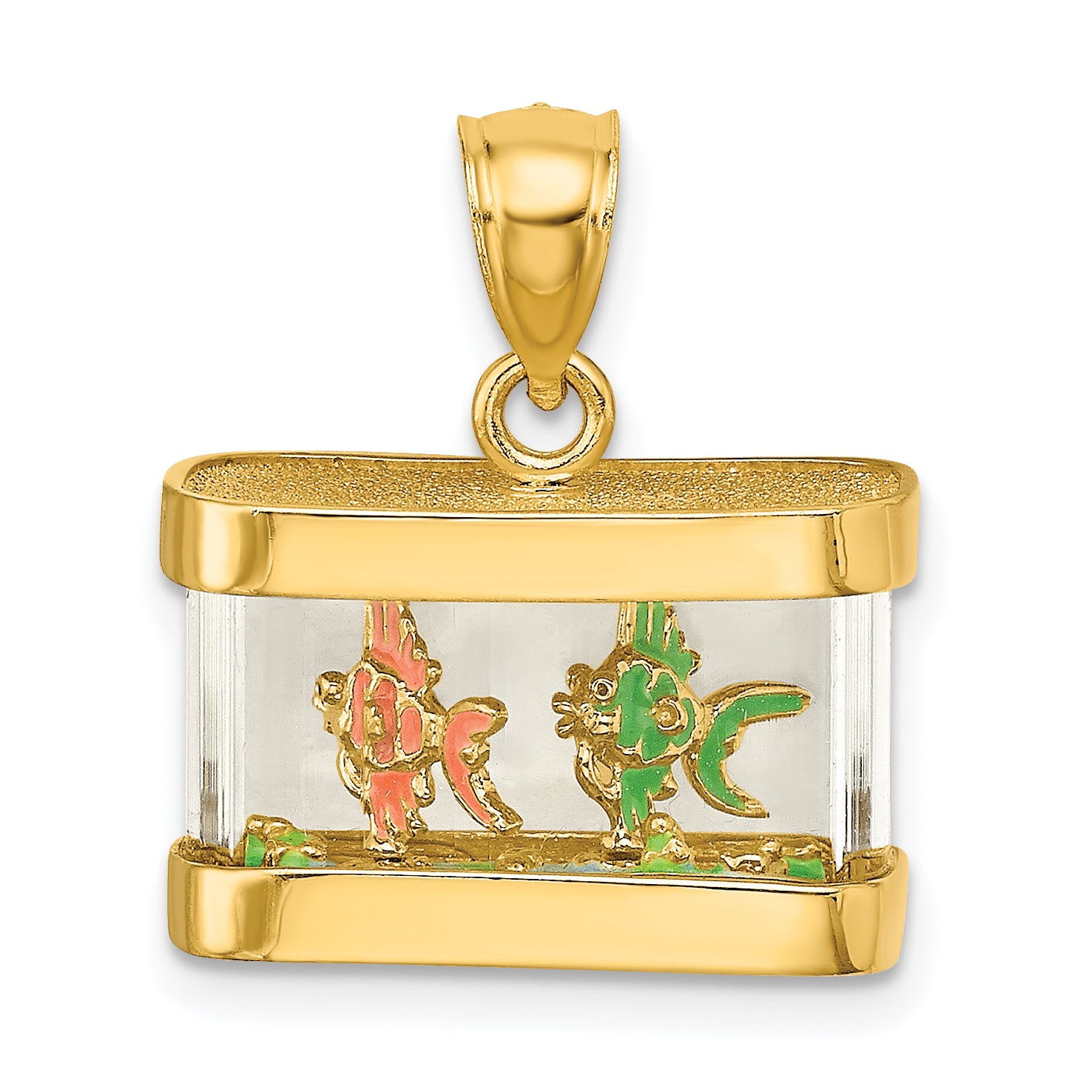 14K 3-D Moveable Enamel Fish Aquarium Charm Main image