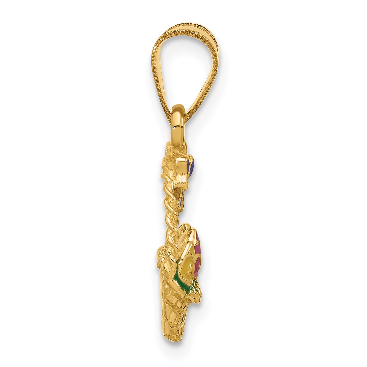 14K Enameled Easter Basket w/ Bow and Eggs Charm Secondary image