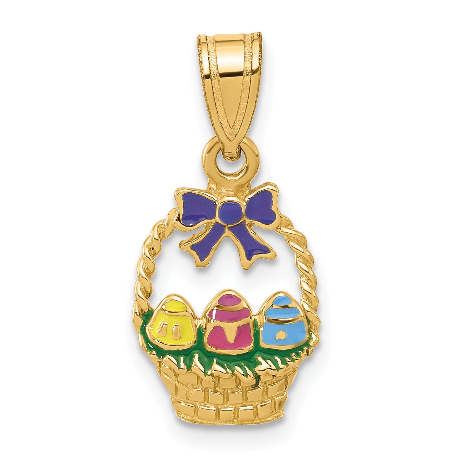 14K Enameled Easter Basket w/ Bow and Eggs Charm Main image