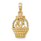 14K Enameled Easter Basket w/Bunny, Bow and Eggs Charm