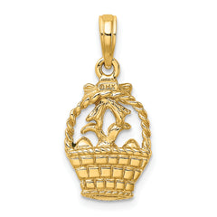 14K Enameled Easter Basket w/Bunny, Bow and Eggs Charm