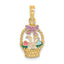 14K Enameled Easter Basket w/Bunny, Bow and Eggs Charm