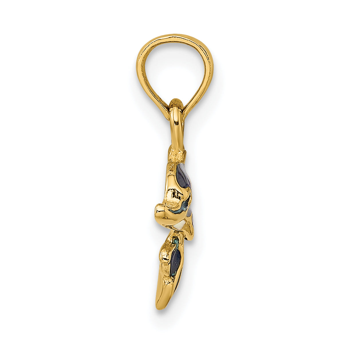 14K Blue Enamel Dolphin Charm