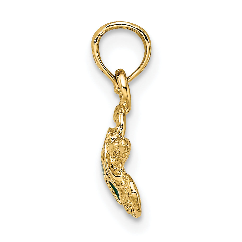 14K Textured and Enameled Sea Turtle Charm