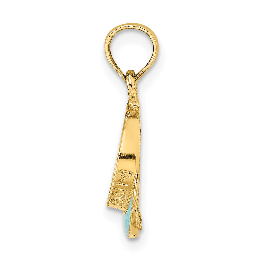 14K Aqua Enameled Beach Sun Visor Charm