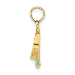 14K Aqua Enameled Beach Sun Visor Charm