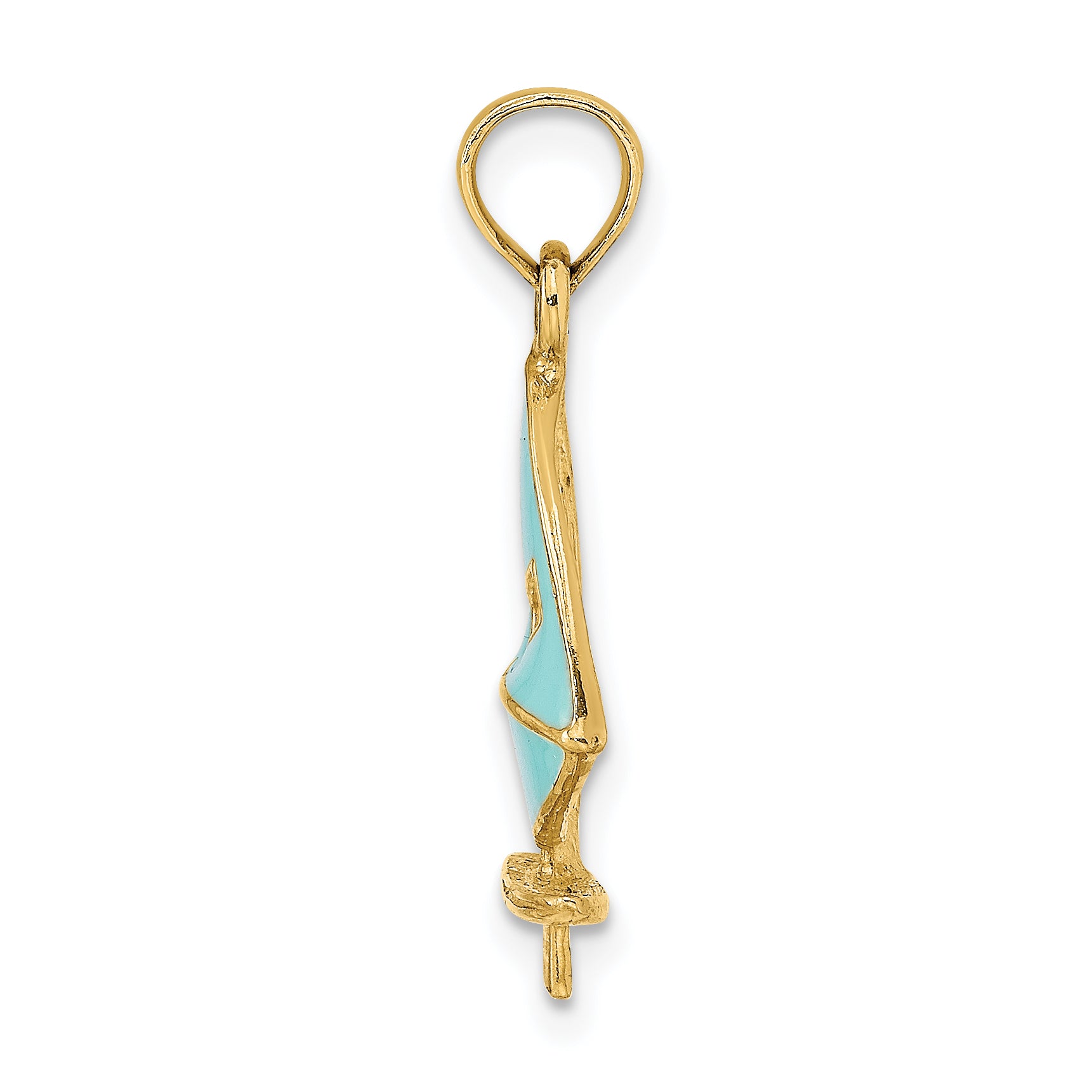 14K Aqua Enameled Windsail Surf Board Charm Secondary image