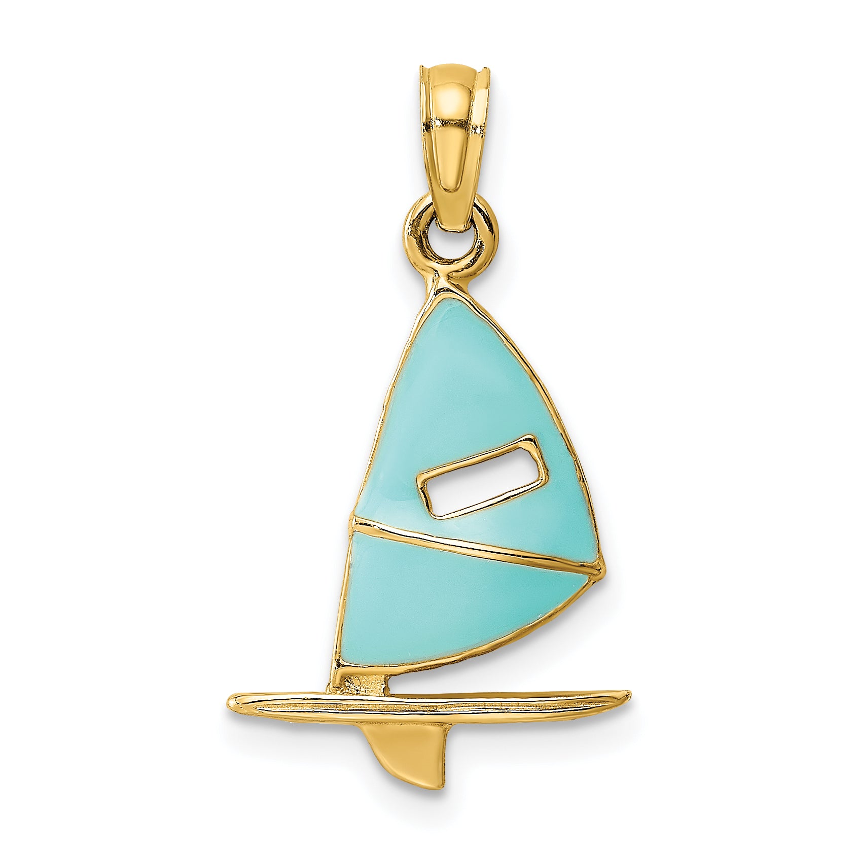 14K Aqua Enameled Windsail Surf Board Charm Main image