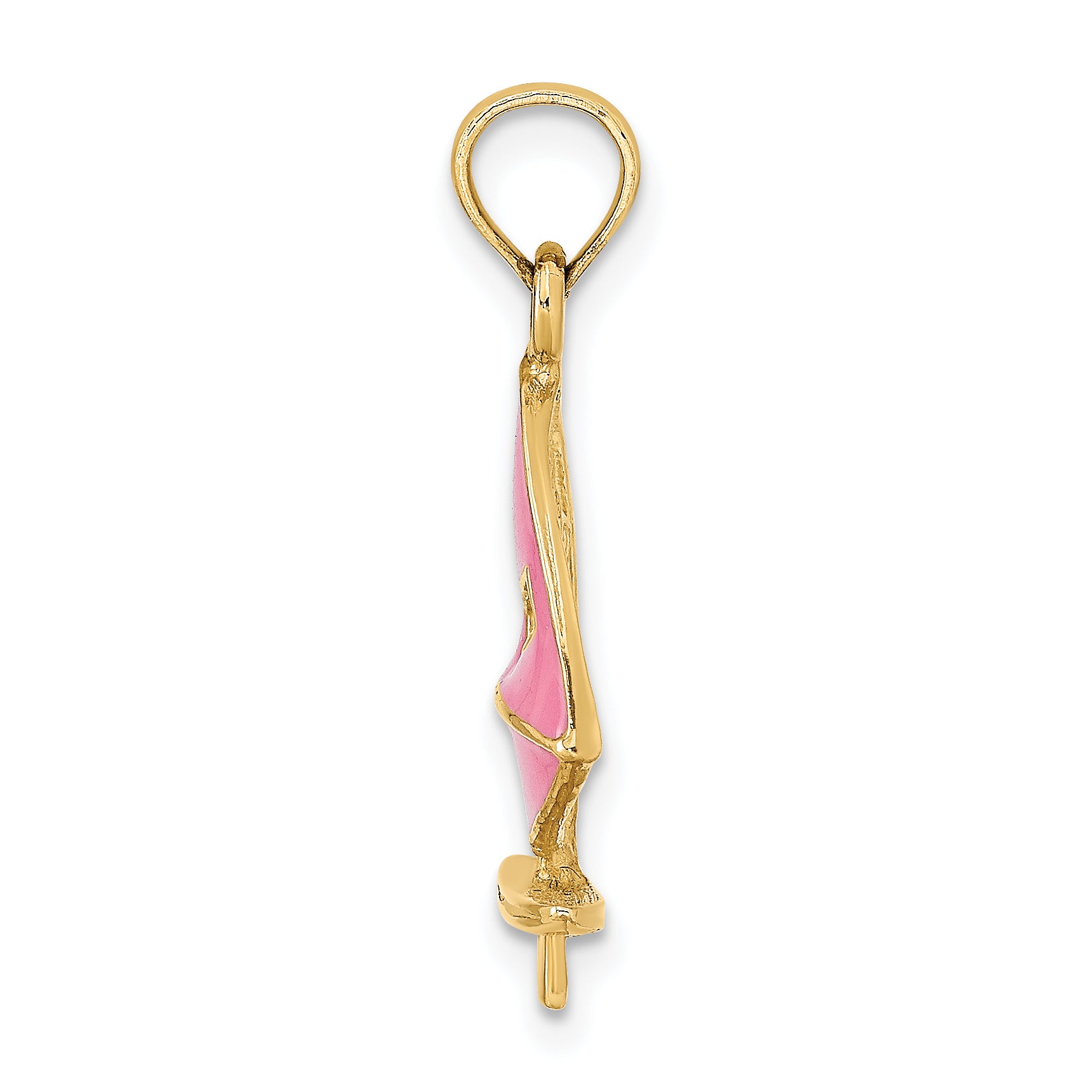 14K Pink Enameled Windsail Surf Board Charm
