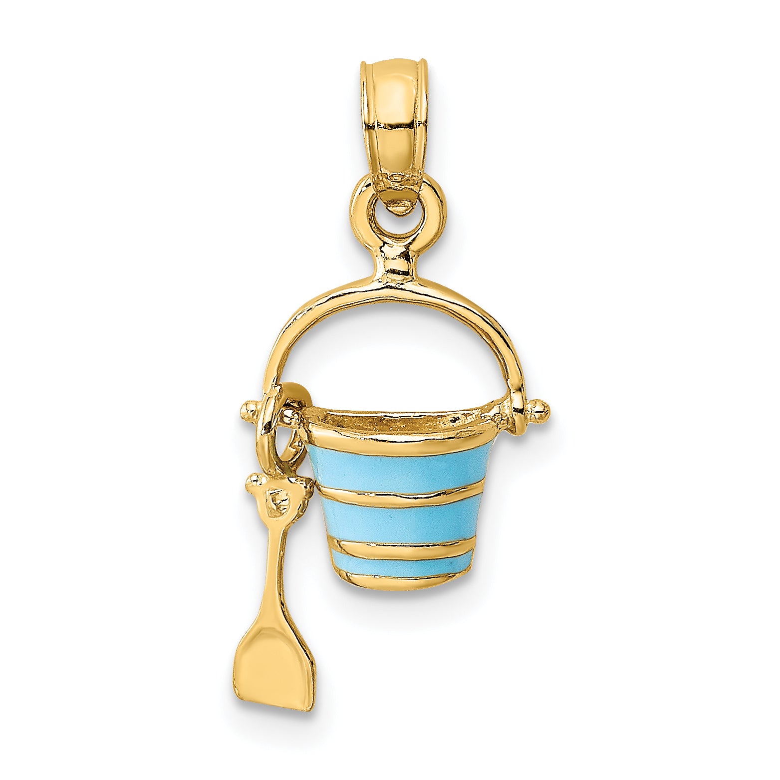 14K 2-D Aqua Enameled Beach Bucket w/Moveable Shovel Charm Main image