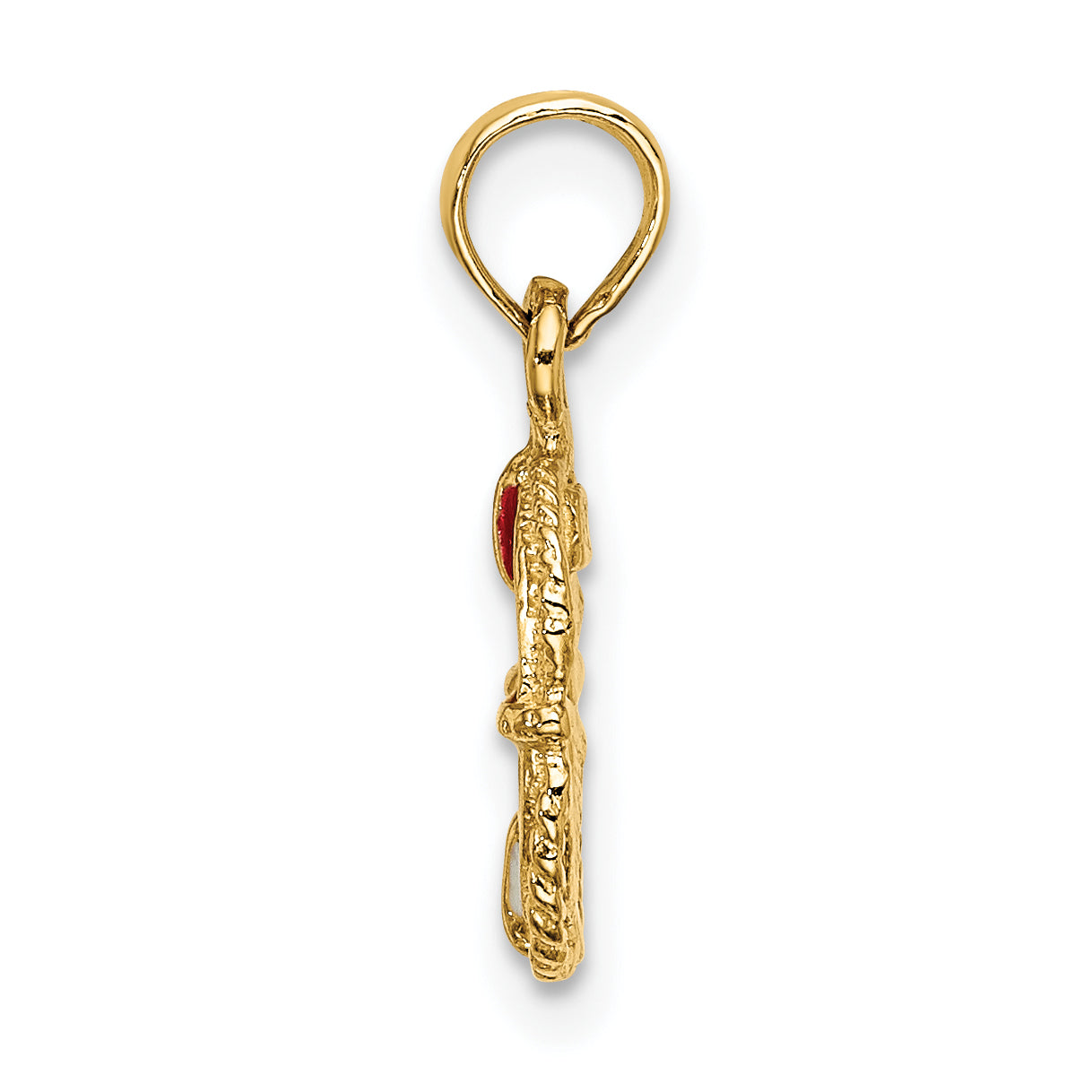 14K Red and White Enameled Lifesaver Ring Charm