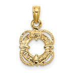 14K Red and White Enameled Lifesaver Ring Charm