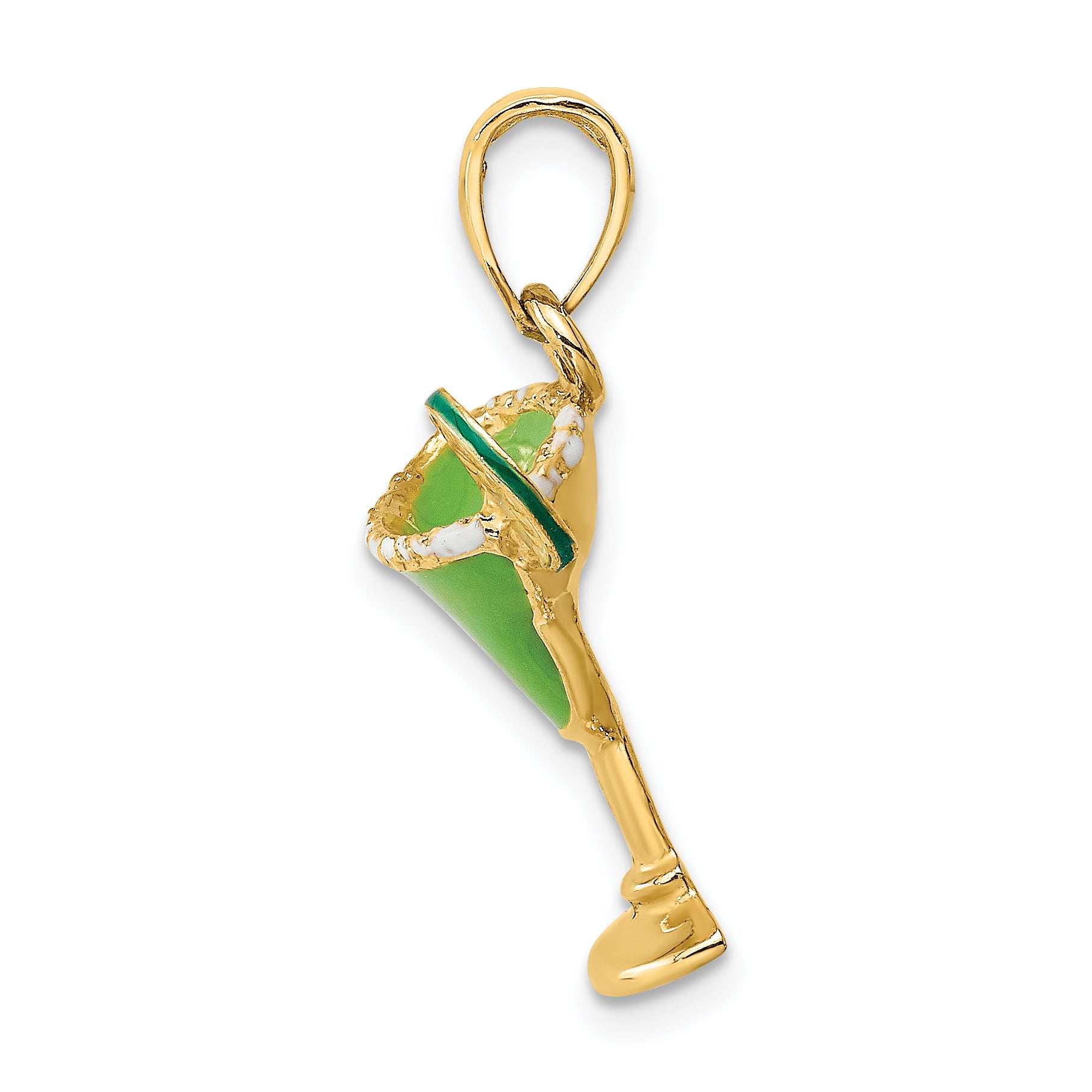 14K 2-D Green Enameled Salted Margarita Drink w/Lime Charm Secondary image