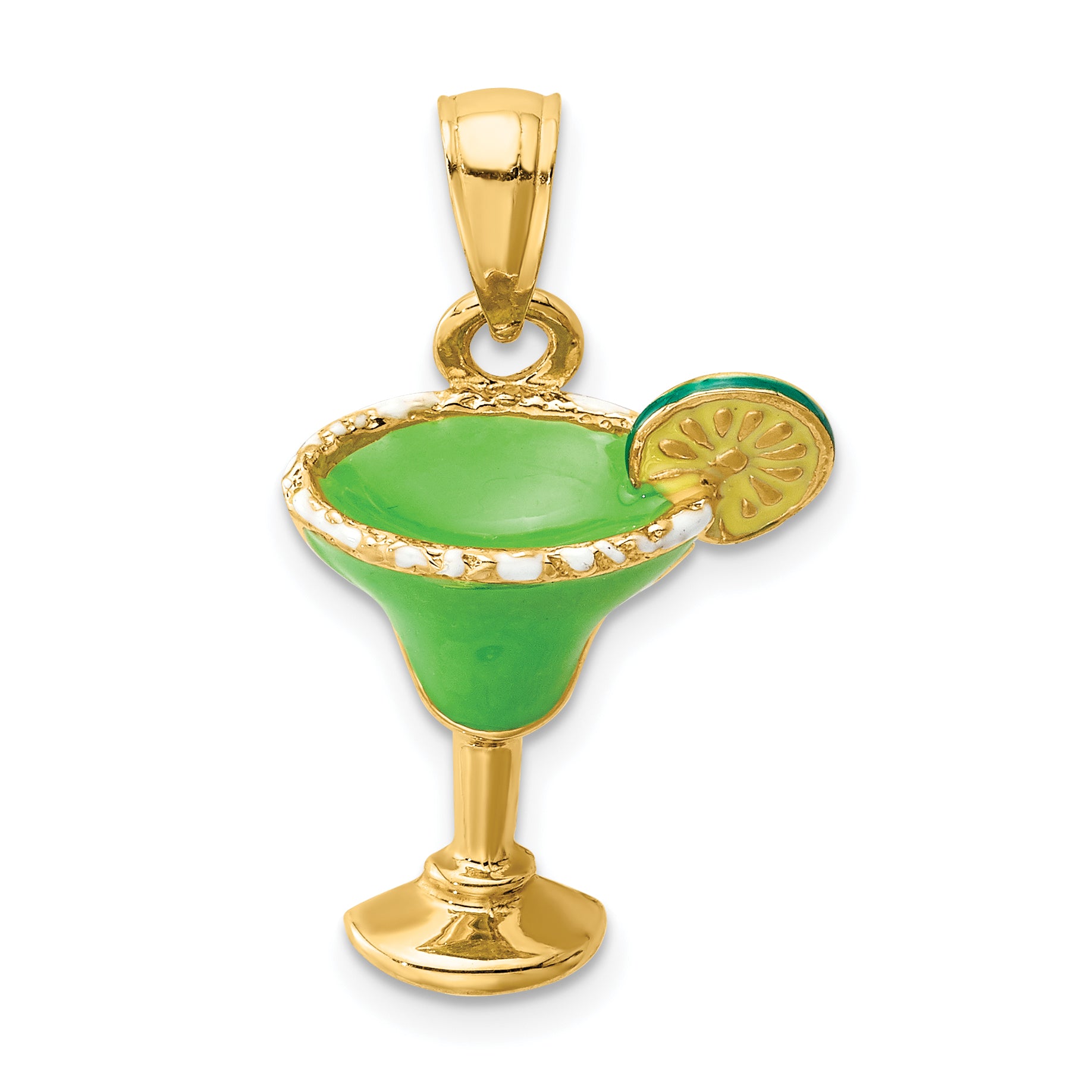 14K 2-D Green Enameled Salted Margarita Drink w/Lime Charm Main image